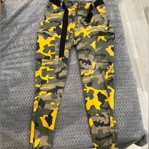 Yellow and green cargo pants